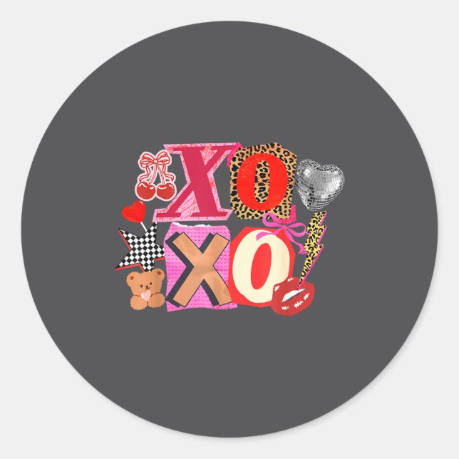 Cute Valentine Xoxo Funny Valentine Hearts Lover G Runder Aufkleber (Vorderseite)