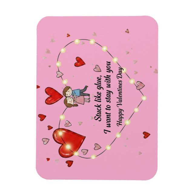 cute valentine's day couple heart custom magnet (Vertikal)