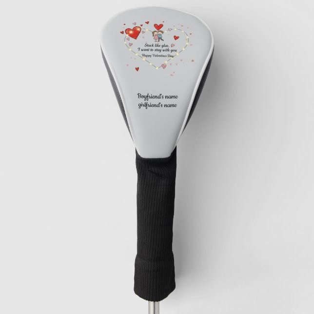 Cute Valentine's day couple hearts custom Golf Headcover (Vorderseite)