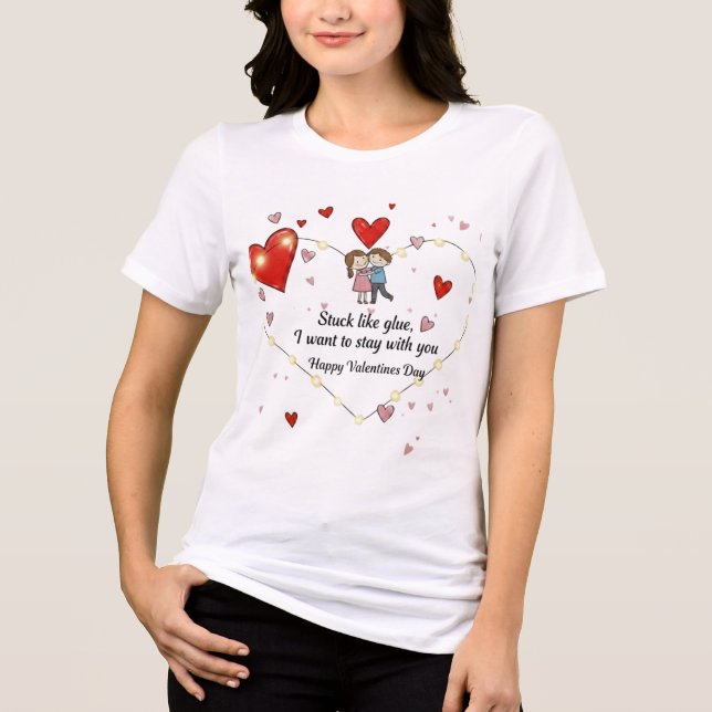 Cute Valentine's day couple hearts custom Tri-Blend Shirt (Vorderseite)