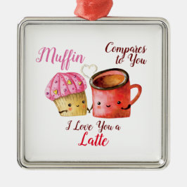 Cute Valentine's Day Cupcake and Coffee Mug Couple Keramik Ornament