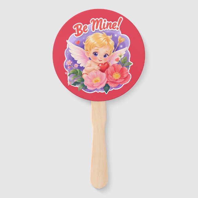 Cute Valentine's Day Cupid with "Be Mine" Fächer (Vorderseite)