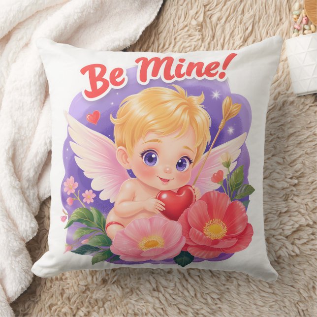 Cute Valentine's Day Cupid with "Be Mine" Kissen (Decke)