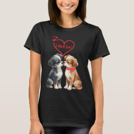cute Valentine's Day dogs Folded Greeting Card T-Shirt
