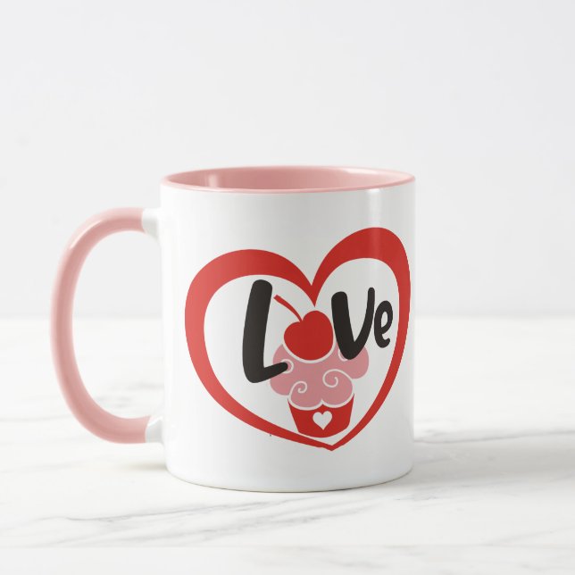Cute Valentines Day Graphic Cupcake Gift Mug (Gauche)