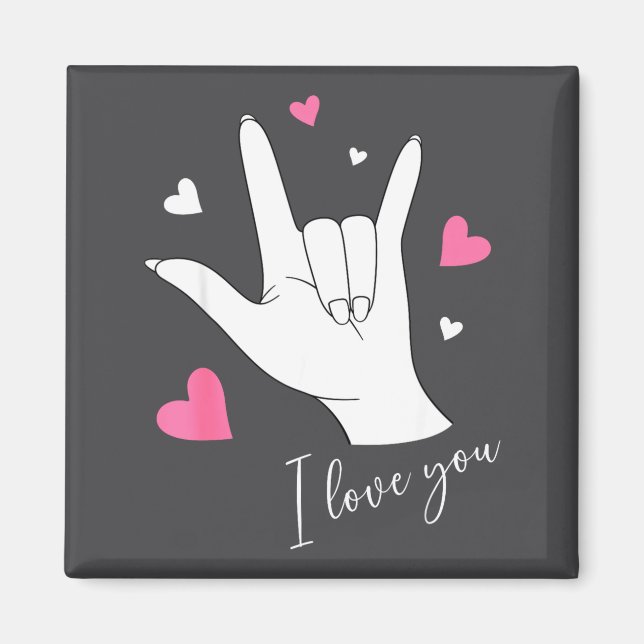Cute Valentines Day Hearts I Love You Hand Sign La Magnet (Vorne)