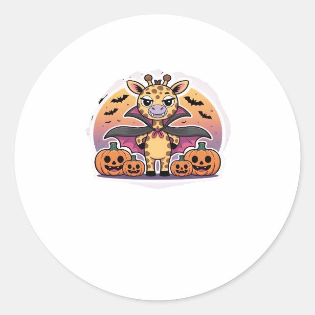 Cute Vampire Giraffe Halloween � Funny Spooky Anim Runder Aufkleber (Vorderseite)