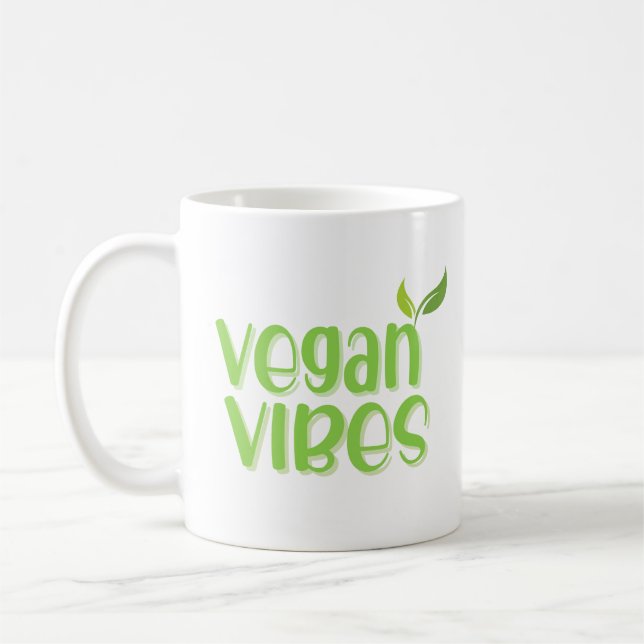Cute Vegan Vibes Drôle Citation Coffee Mug (Gauche)