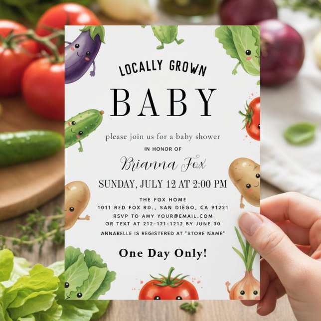 Cute Vegetable Locally Grown farm Baby Shower Einladung (Von Creator hochgeladen)