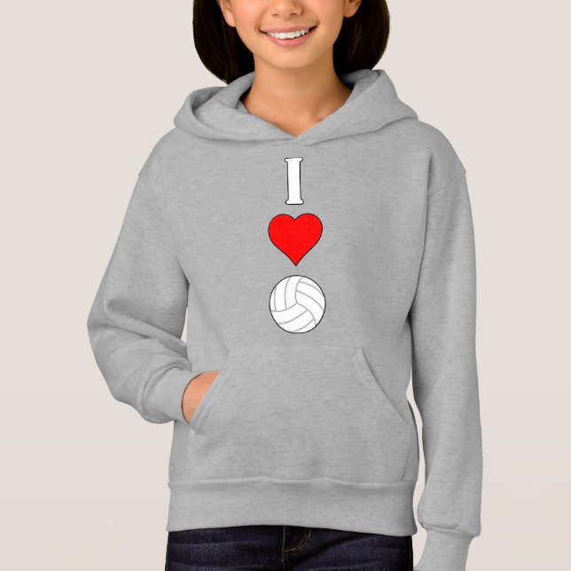 Cute Vertical I Love/Heart Volleyball Girls Sports (Devant)