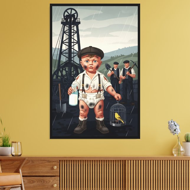 Cute Victorian Baby Coal Miner Leinwanddruck (Insitu (Wohnzimmer))