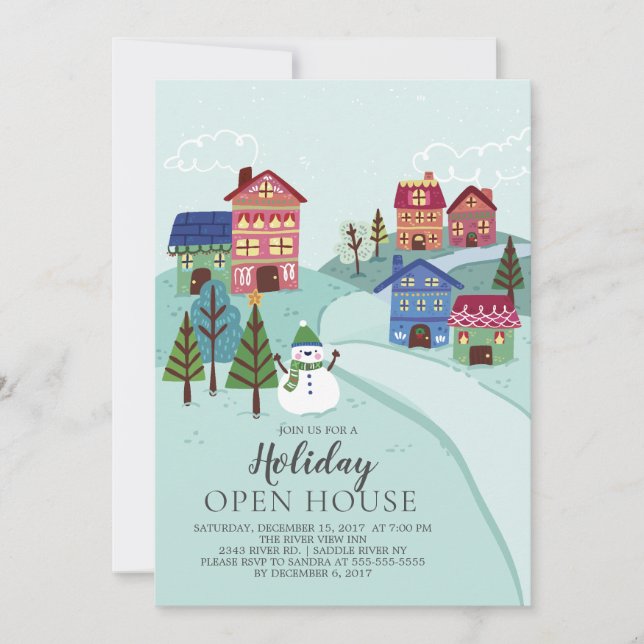 Cute Village Vacances Open House Invitation (Devant)