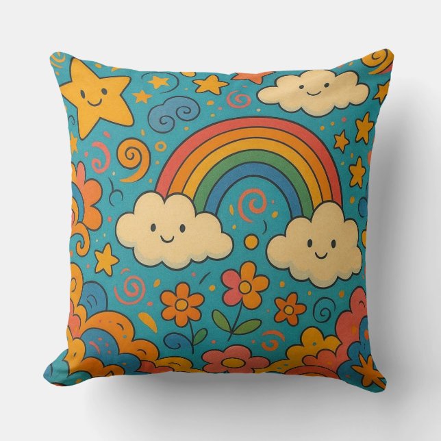 Cute Vintage Aesthetic Pattern Pillow 🌈✨🌸 Kissen (Vorderseite)