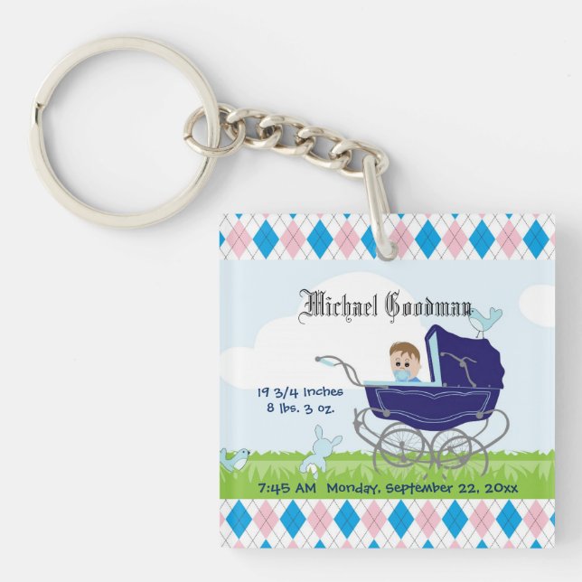 Cute Vintage Blue Baby Boy Carriage (Devant)