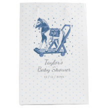 Cute Vintage Blue Hobby Horse Pattern