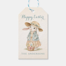 Cute Vintage Bunny Girl Happy Easter