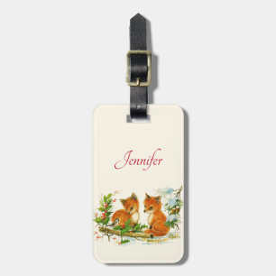 Cute Vintage Foxes Retro Christmas Gepäckanhänger