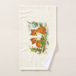 Cute Vintage Foxes Retro Christmas Handtuch