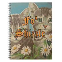 Cute Vintage PBN Chats et marguerites Carnet Drôle