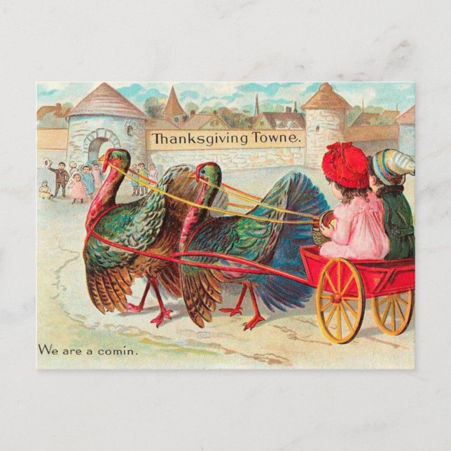 Cute Vintage Thanksgiving Feiertagspostkarte (Vorderseite)