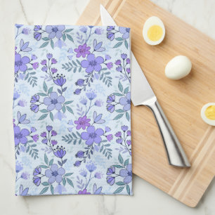 Cute Violet Main tiré Floraux Serviette de cuisine