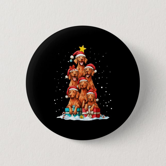 Cute Vizsla Viszla Dog Christmas Tree Xmas Hat  Button (Vorderseite)