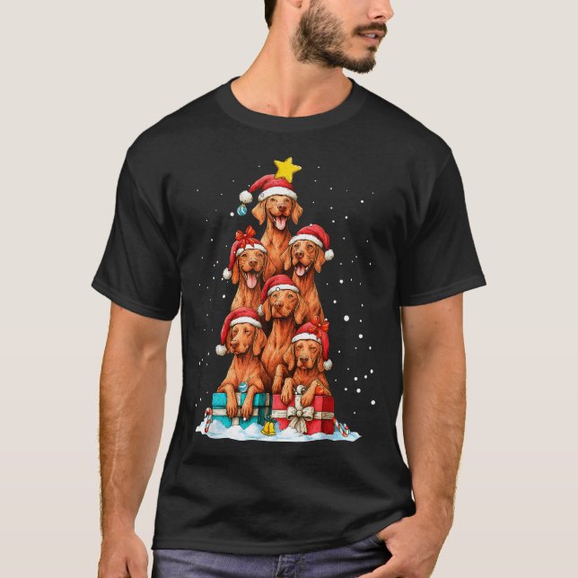 Cute Vizsla Viszla Dog Christmas Tree Xmas Hat  T-Shirt (Vorderseite)