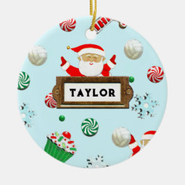 Cute Volleyball Christmas Collectible Keramik Ornament