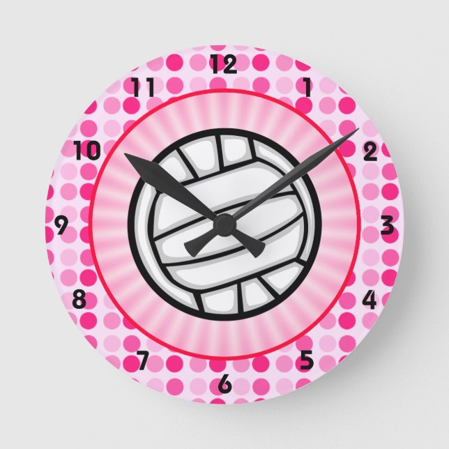 Cute Volleyball Runde Wanduhr (Vorderseite)