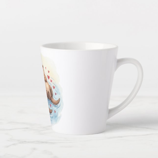 Cute Watercolor Animals in love Latte Mug (Droite)