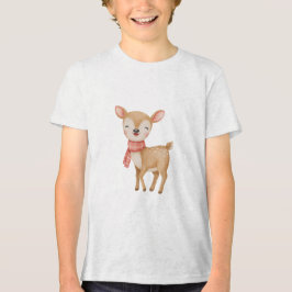 Cute Watercolor Baby Deer Nursery  Tri-Blend Shirt