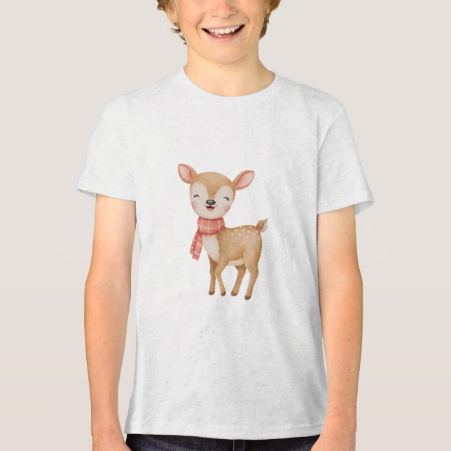 Cute Watercolor Baby Deer Nursery  Tri-Blend Shirt (Vorderseite)