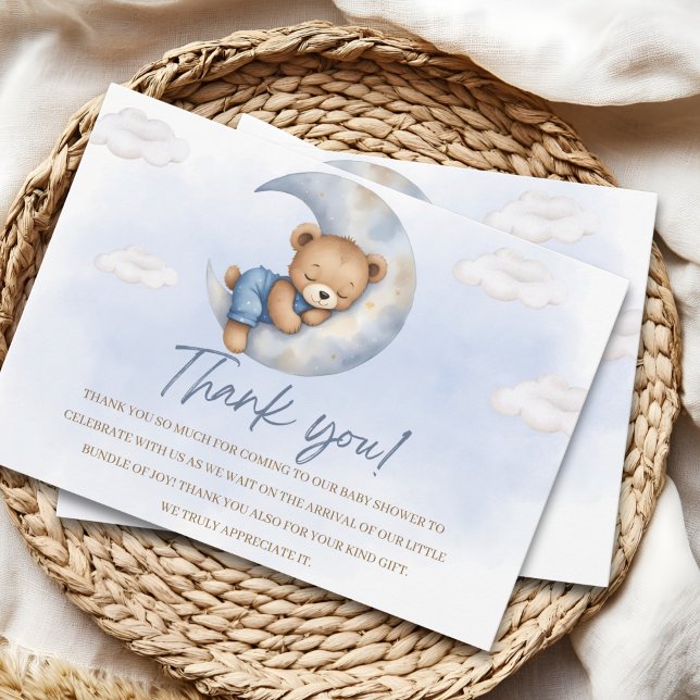 Cute Watercolor Bear Baby Shower boy Dankeskarte (Von Creator hochgeladen)