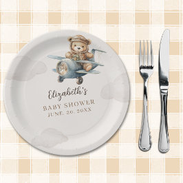Cute Watercolor Bear Baby Shower party Pappteller
