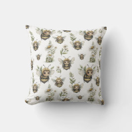 Cute Watercolor Bumblebee Design | Soft Pastel Bee Kissen