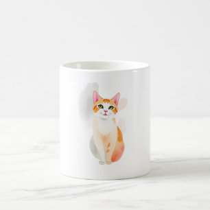 Cute Watercolor Chat Mug - Cosy & Artiste Feline L