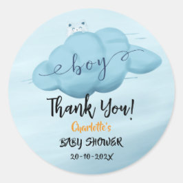 Cute Watercolor Cloud Baby Boy Shower Runder Aufkleber
