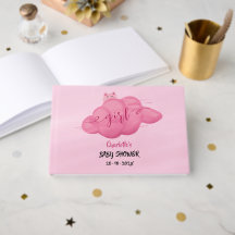 Cute Watercolor Cloud Baby Girl Shower Guest Book