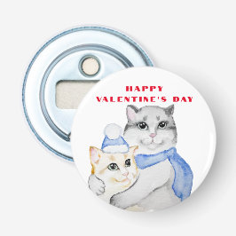 Cute watercolor cuddly cats on Valentine's Day Flaschenöffner