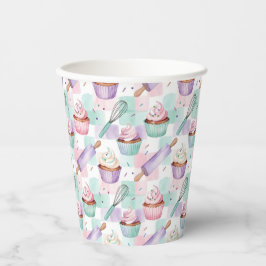 Cute Watercolor Cupcake Lavender Teal Baking Style Pappbecher
