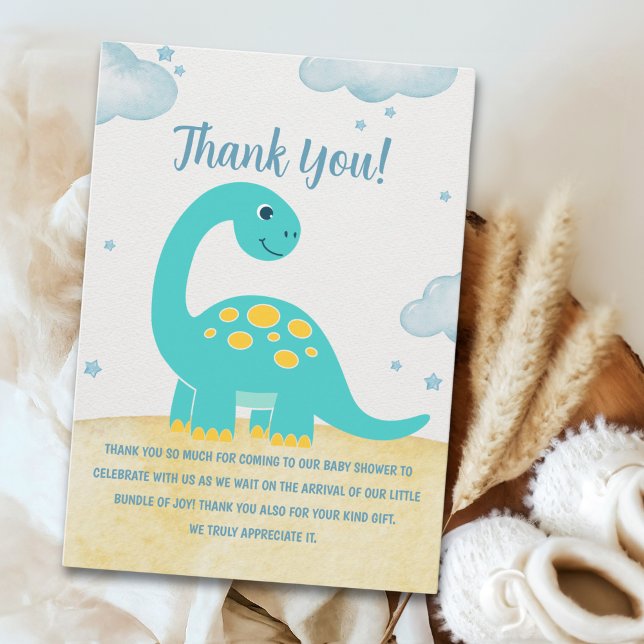 Cute Watercolor Dinosaur Baby shower Dankeskarte (Von Creator hochgeladen)