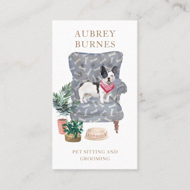 Cute Watercolor Dog Walker Pet Sitter Visitenkarte (Vorderseite)