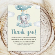 Cute Watercolor Elephant Baby shower Boy
