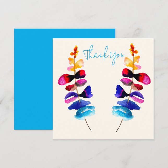 Cute watercolor floral design mitteilungskarte (Vorne/Hinten)