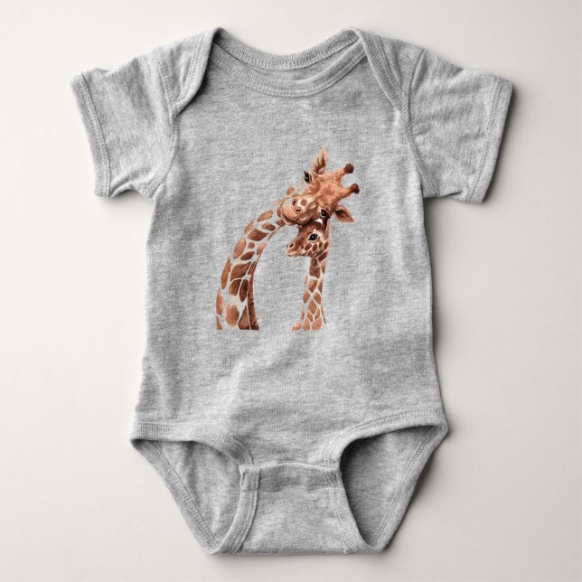 Cute Watercolor Giraffe Animal  Baby Bodysuit Baby Strampler (Vorderseite)