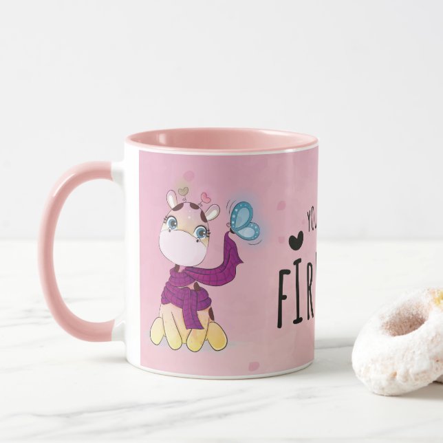 Cute Watercolor Giraffe Tasse (Mit Donut)