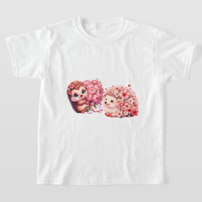 Cute Watercolor Hedgehogs in Love T-Shirt (Ablage )