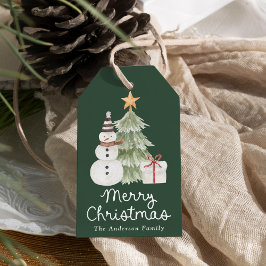 Cute Watercolor Illustrations Green Christmas Geschenkanhänger