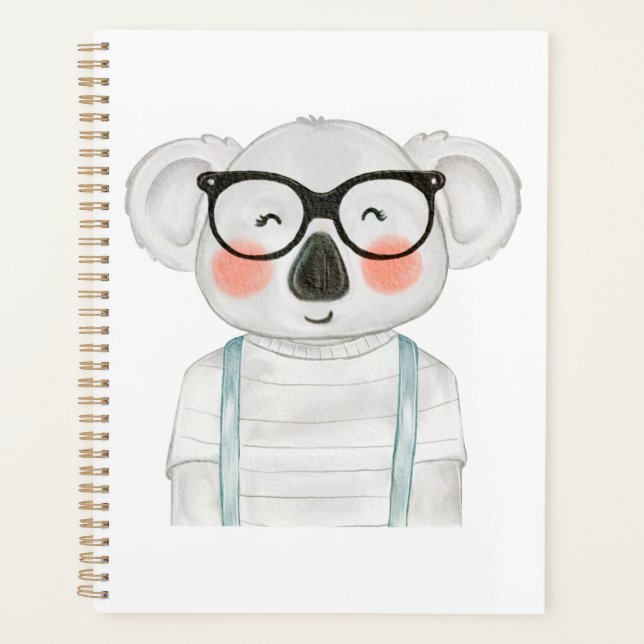 Cute Watercolor Koala with Glasses (Devant)