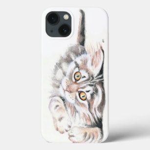 Cute Watercolor Maine Coon Kitty Case-Mate iPhone Hülle